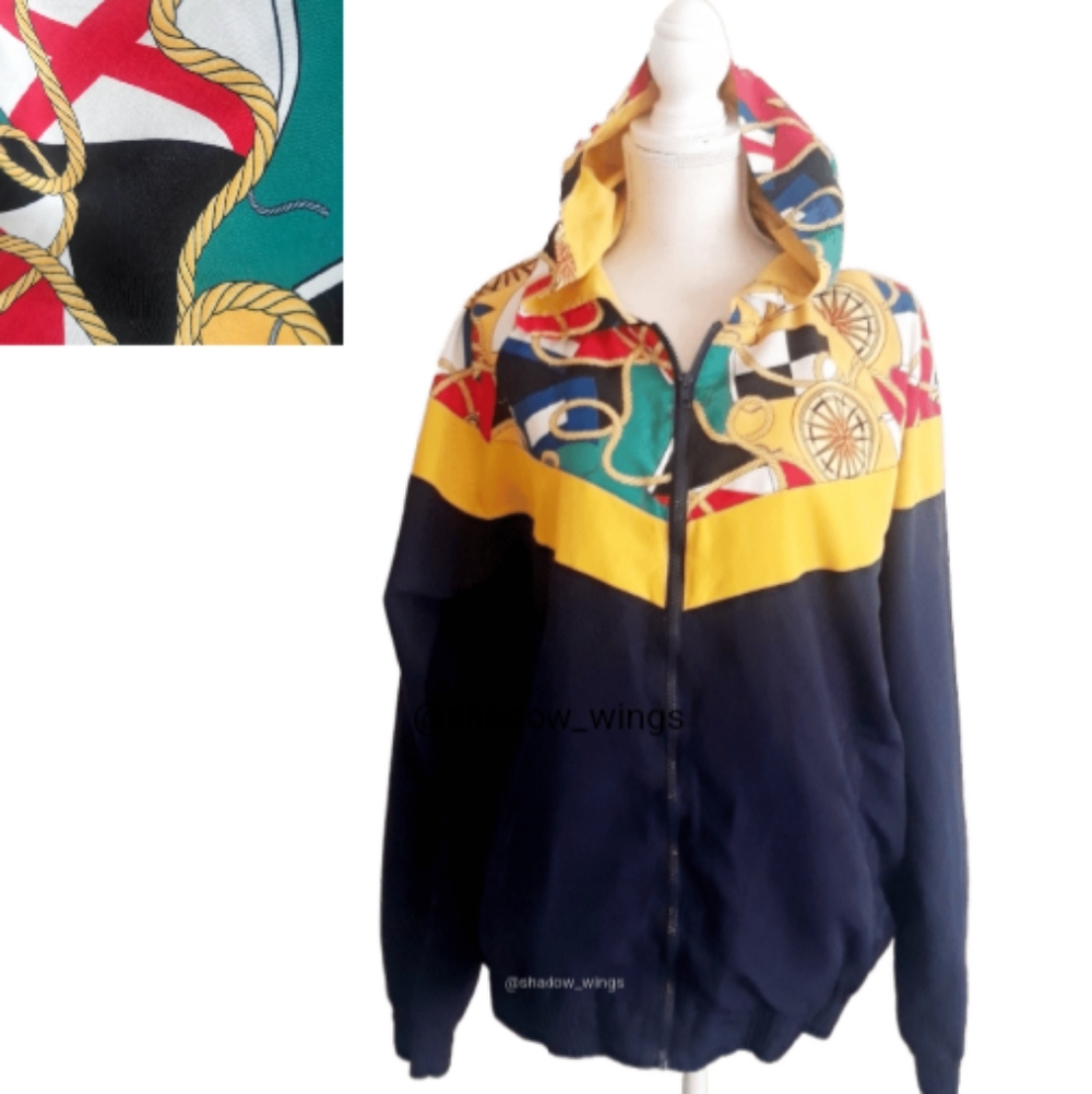 Forever 21 Men's Bold Nautical Print Windbreaker Jacket with Hood - Size Large